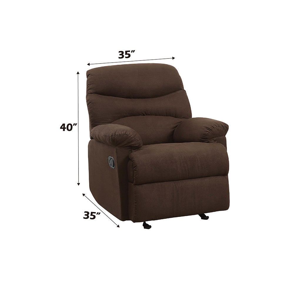 Arcadia Chocolate Microfiber Glider Recliner