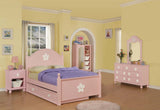 Floresville White Flowers & Pink Finish Trundle