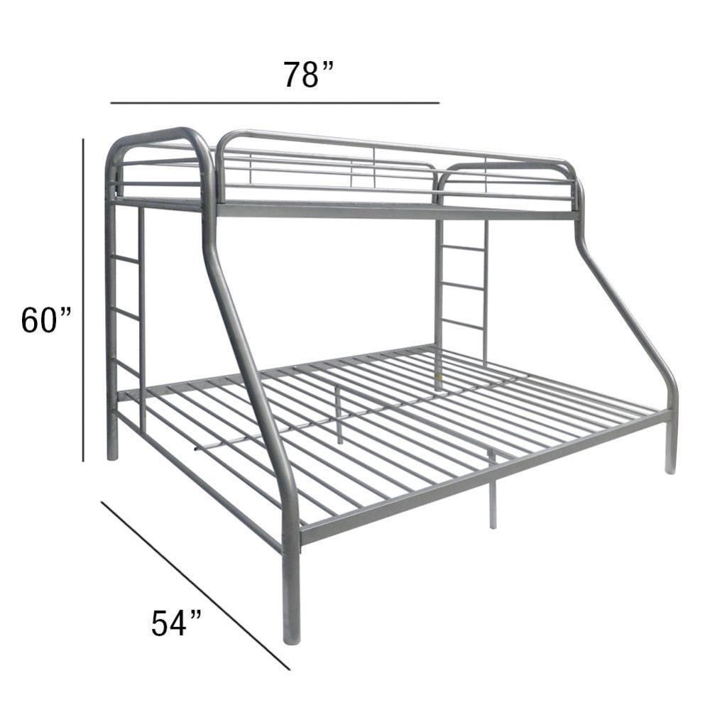 Tritan Silver Finish Twin/Full Bunk Bed