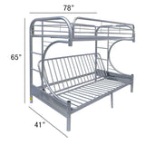 Eclipse Silver Finish Twin/Full/Futon Bunk Bed