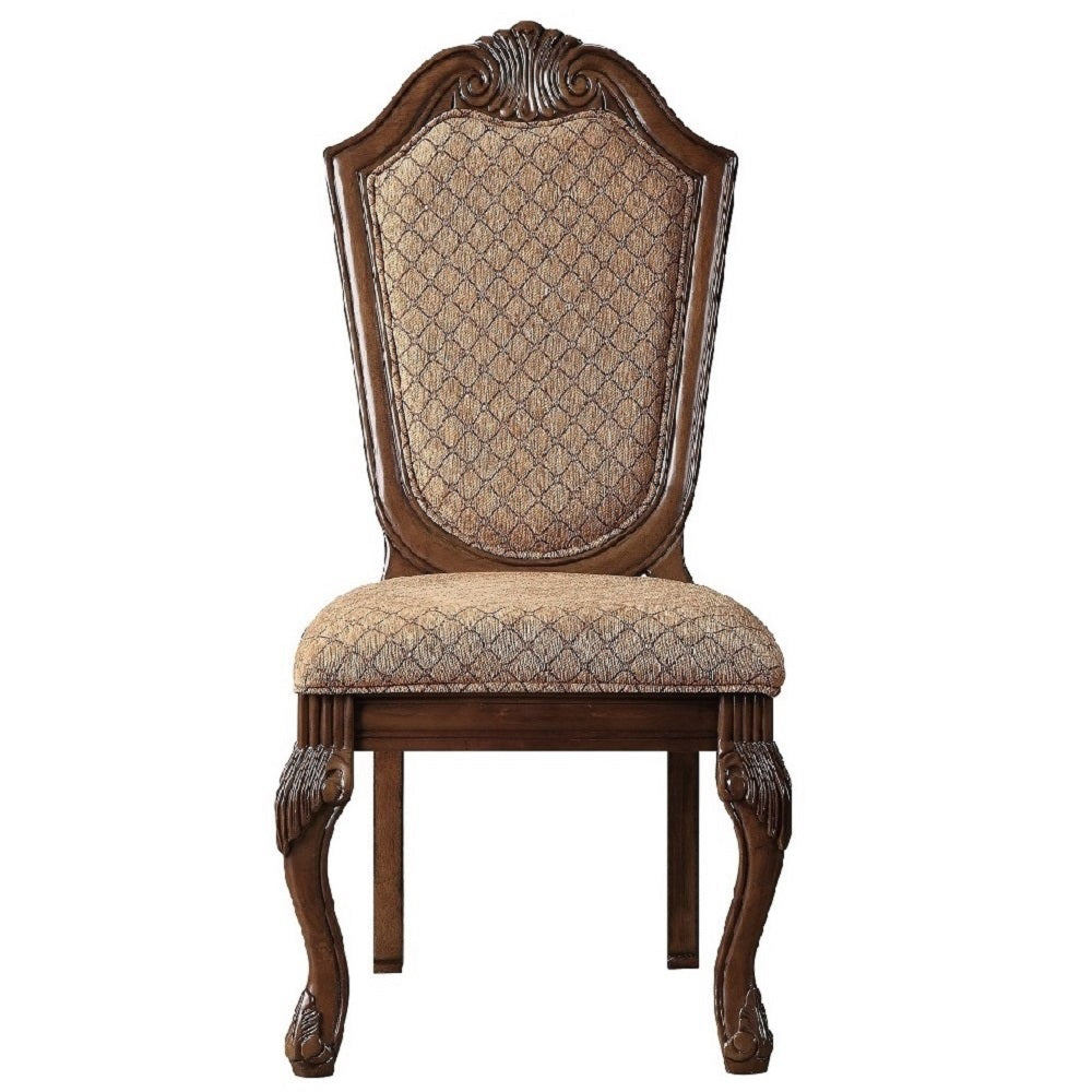 Chateau Fabric & Cherry Finish De Ville Side Chair (Set-2)