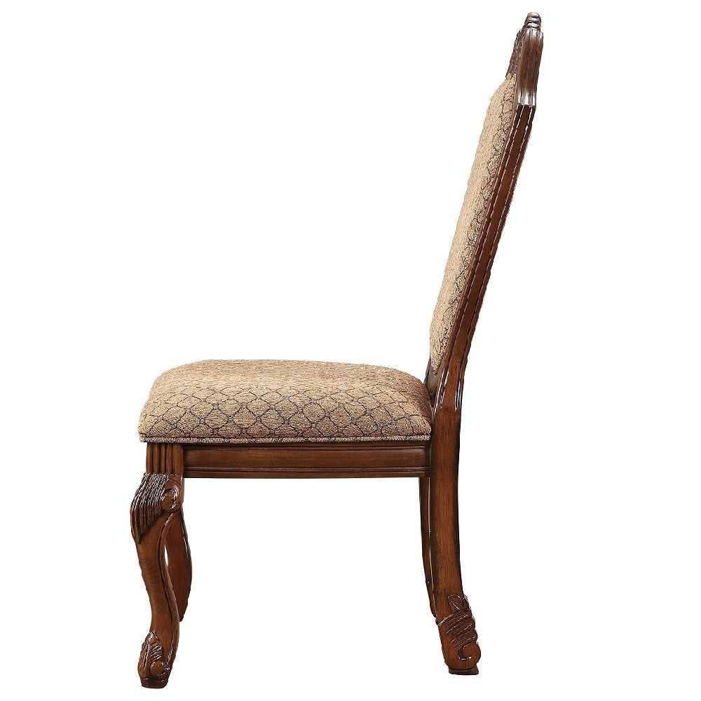 Chateau Fabric & Cherry Finish De Ville Side Chair (Set-2)