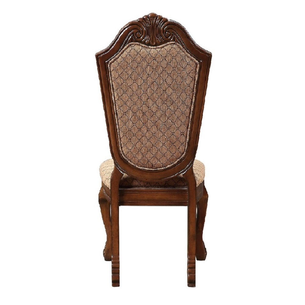 Chateau Fabric & Cherry Finish De Ville Side Chair (Set-2)