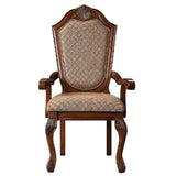 Chateau Fabric & Cherry Finish De Ville Arm Chair (Set-2)