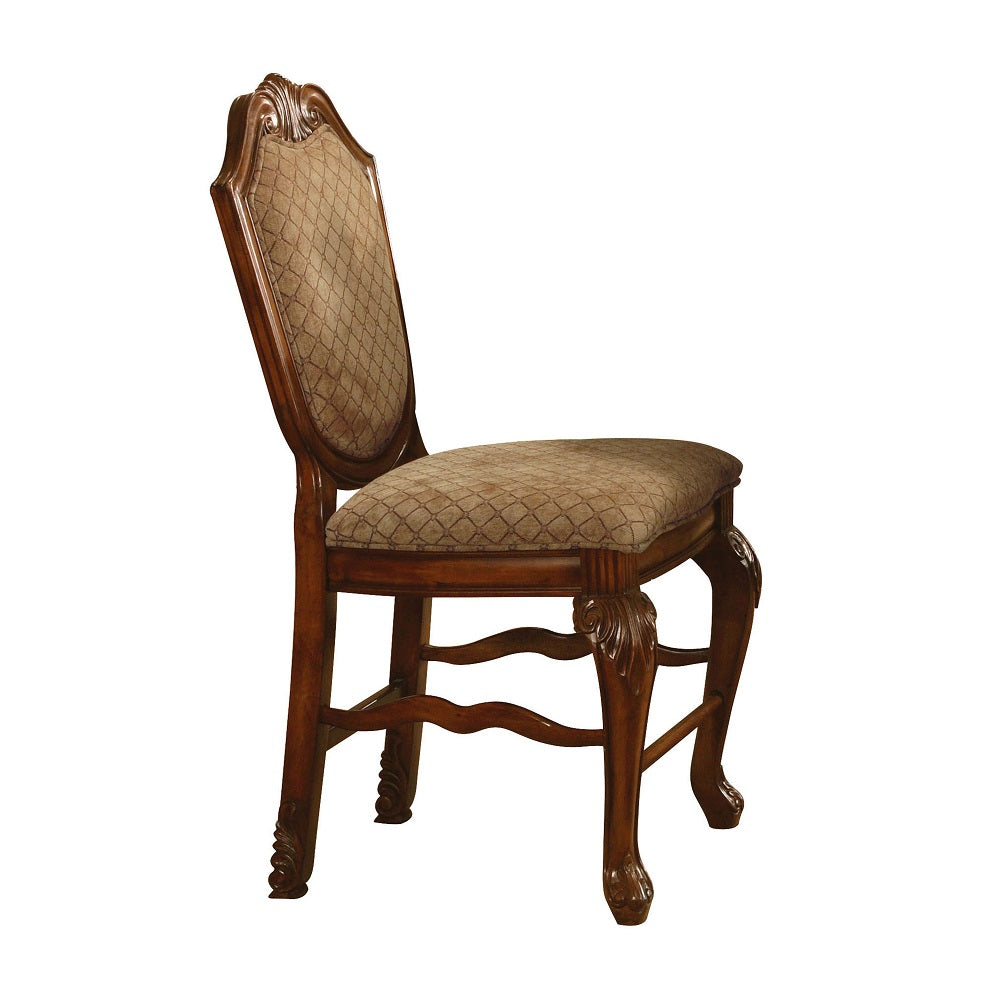 Chateau Fabric & Cherry Finish De Ville Counter Height Chair (Set-2)