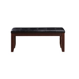 Urbana Black Synthetic Leather & Cherry Finish Bench