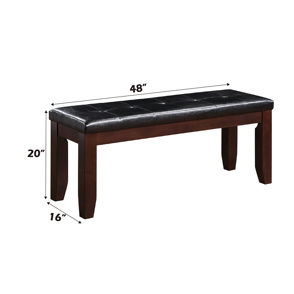 Urbana Black Synthetic Leather & Cherry Finish Bench