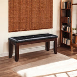 Urbana Black Synthetic Leather & Cherry Finish Bench