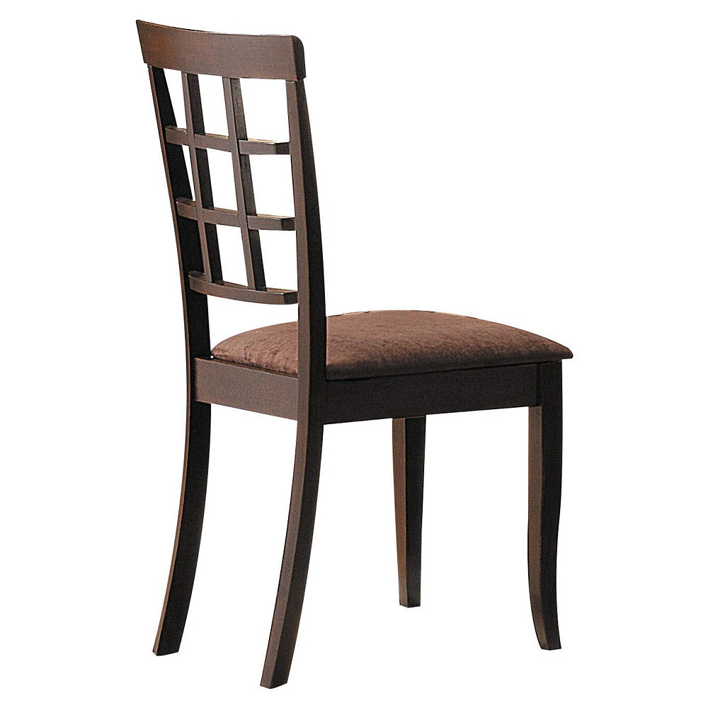 Cardiff Dark Brown Microfiber & Espresso Finish Side Chair (Set-2)