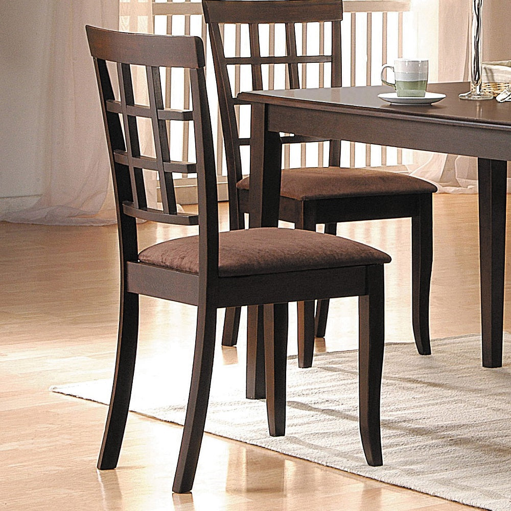 Cardiff Dark Brown Microfiber & Espresso Finish Side Chair (Set-2)