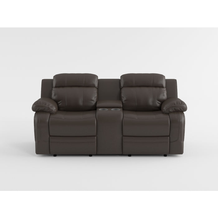 Marille Brown Bonded Leather Reclining Loveseat