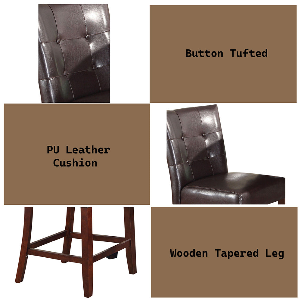 Britney Espresso Synthetic Leather & Walnut Finish Counter Height Chair (Set-2)