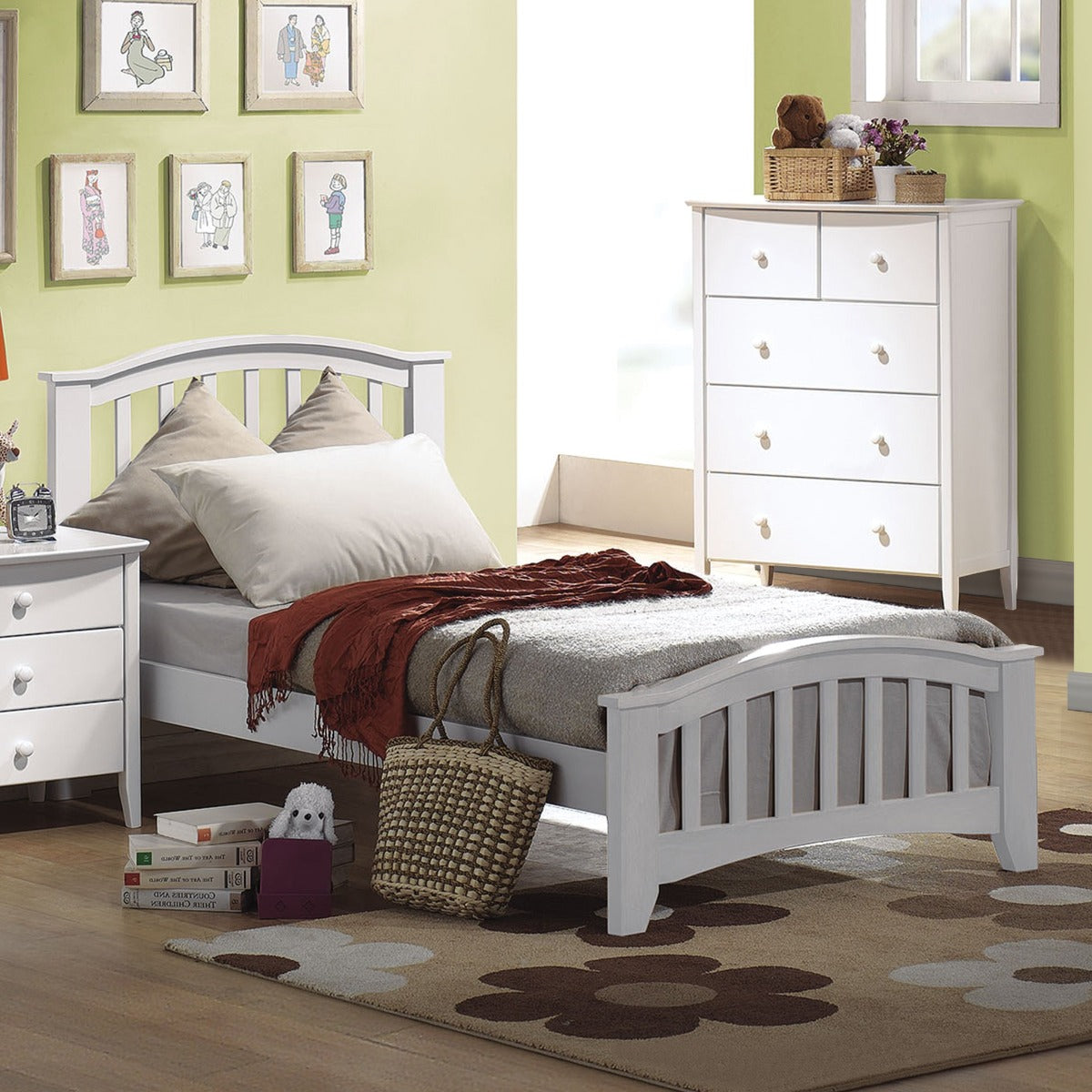 San White Finish Marino Twin Bed