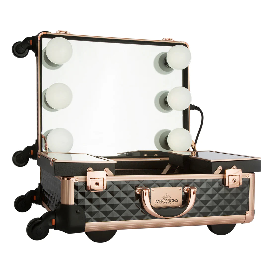 SlayCase® XL Vanity Travel Case in Black & Rose Gold Studded