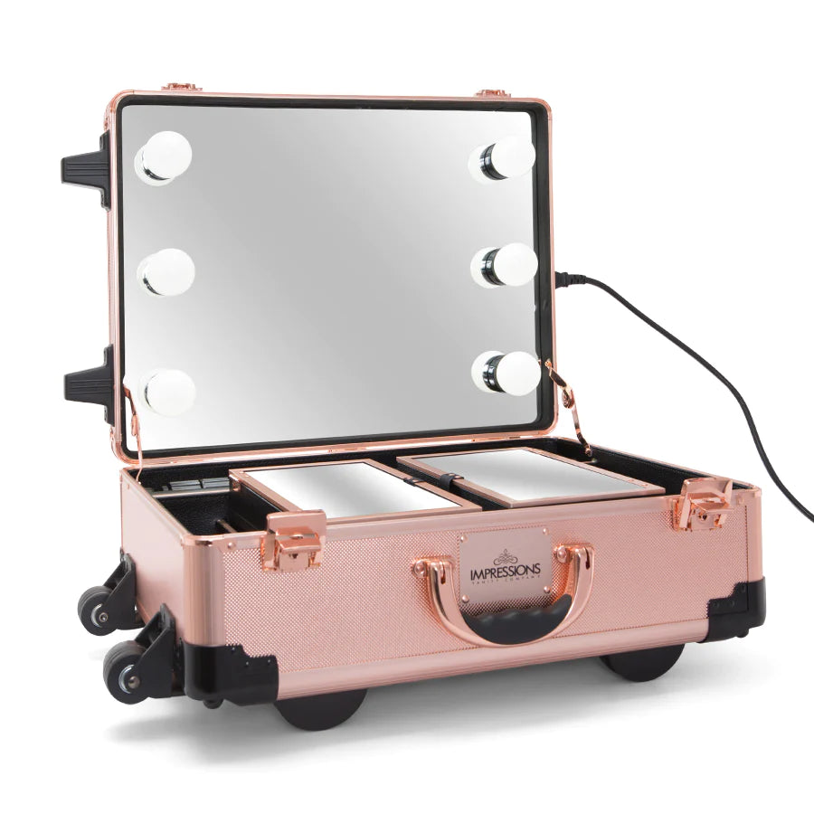 SlayCase® XLS Vanity Travel Case with Stand in Rose Gold Bling