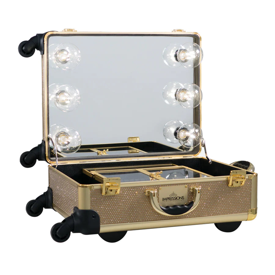 SlayCase® XL Vanity Travel Train Case in Champagne Sparkle