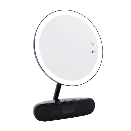 Melody 9-inch Round Duotone Makeup Mirror with Bluetooth Speakers