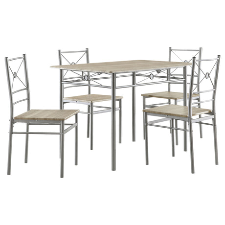 Fontana 5-Piece Rectangular Dining Set Brushed Silver