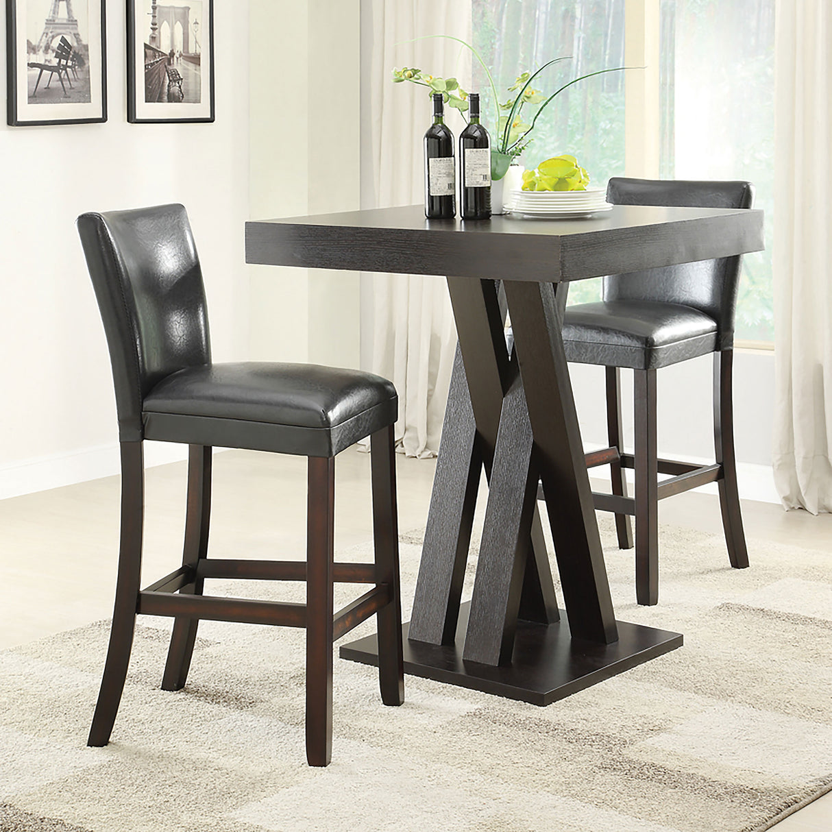 Alberton Upholstered Bar Stools Black And Cappuccino (Set Of 2)