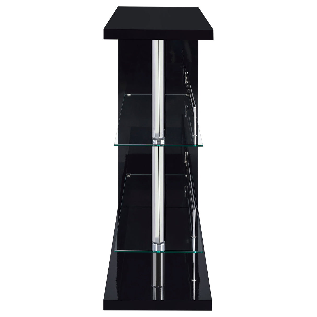 Prescott Rectangular 2-Shelf Bar Unit Glossy Black