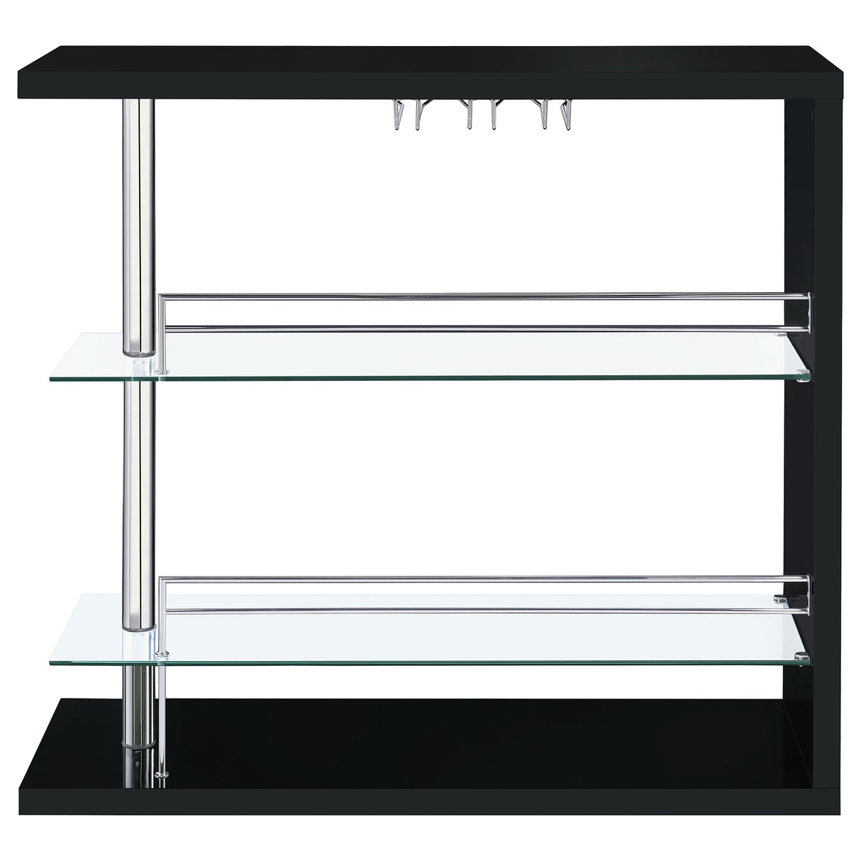 Prescott Rectangular 2-Shelf Bar Unit Glossy Black