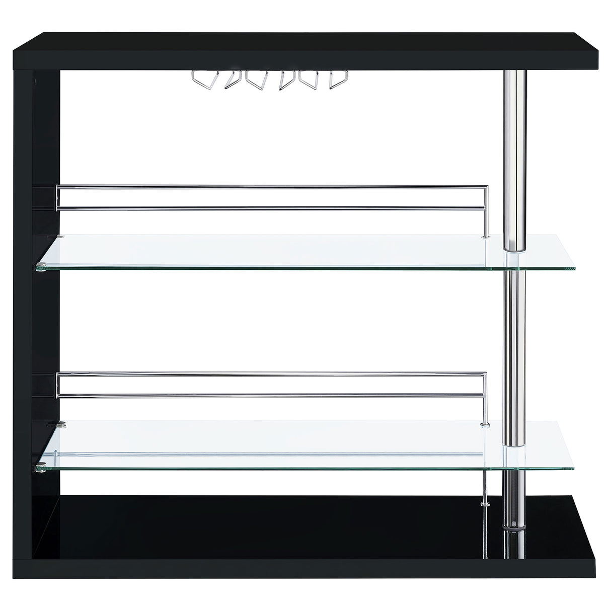 Prescott Rectangular 2-Shelf Bar Unit Glossy Black