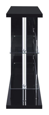 Prescott Rectangular 2-Shelf Bar Unit Glossy Black