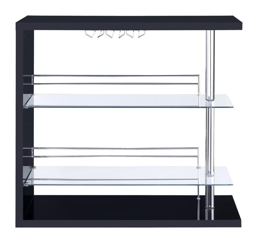 Prescott Rectangular 2-Shelf Bar Unit Glossy Black