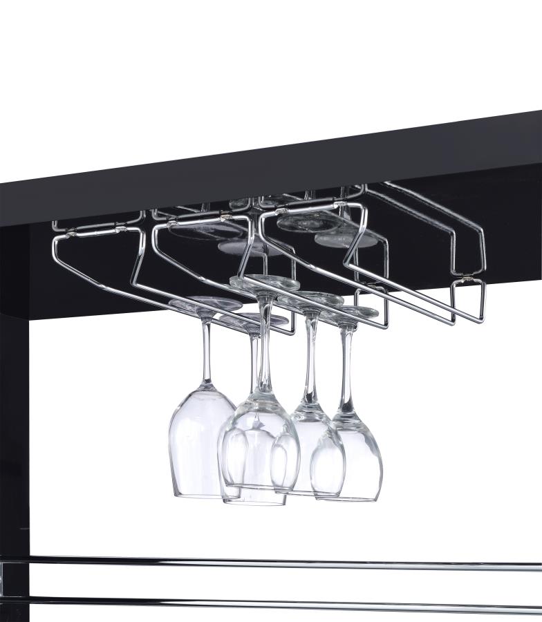 Prescott Rectangular 2-Shelf Bar Unit Glossy Black