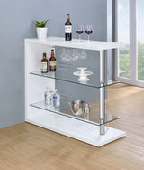 Prescott Rectangular 2-Shelf Bar Unit Glossy White