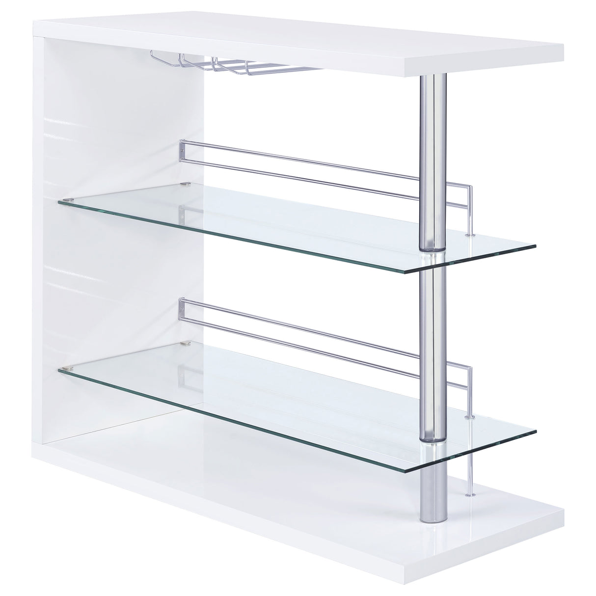 Prescott Rectangular 2-Shelf Bar Unit Glossy White