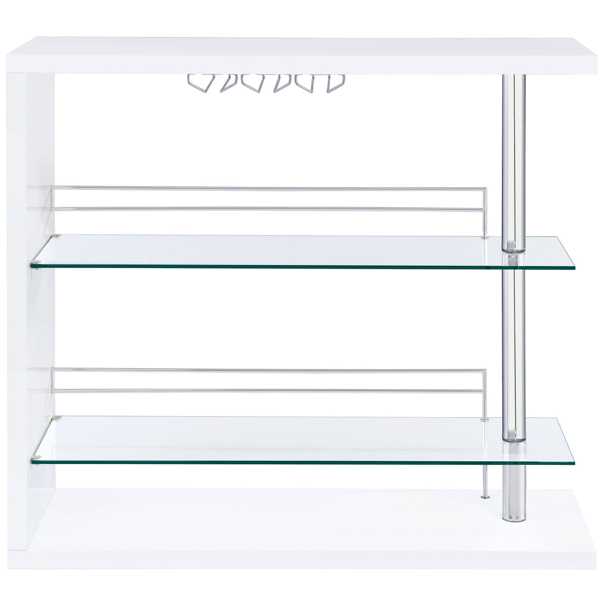 Prescott Rectangular 2-Shelf Bar Unit Glossy White