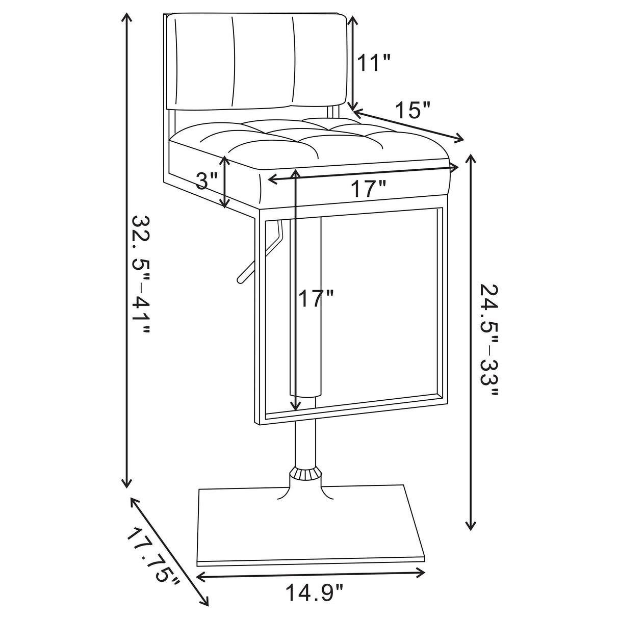 Alameda Adjustable Bar Stool Chrome And Black