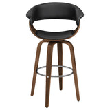 Zion Black Upholstered Swivel Bar Stool Walnut And