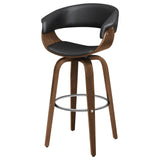 Zion Black Upholstered Swivel Bar Stool Walnut And