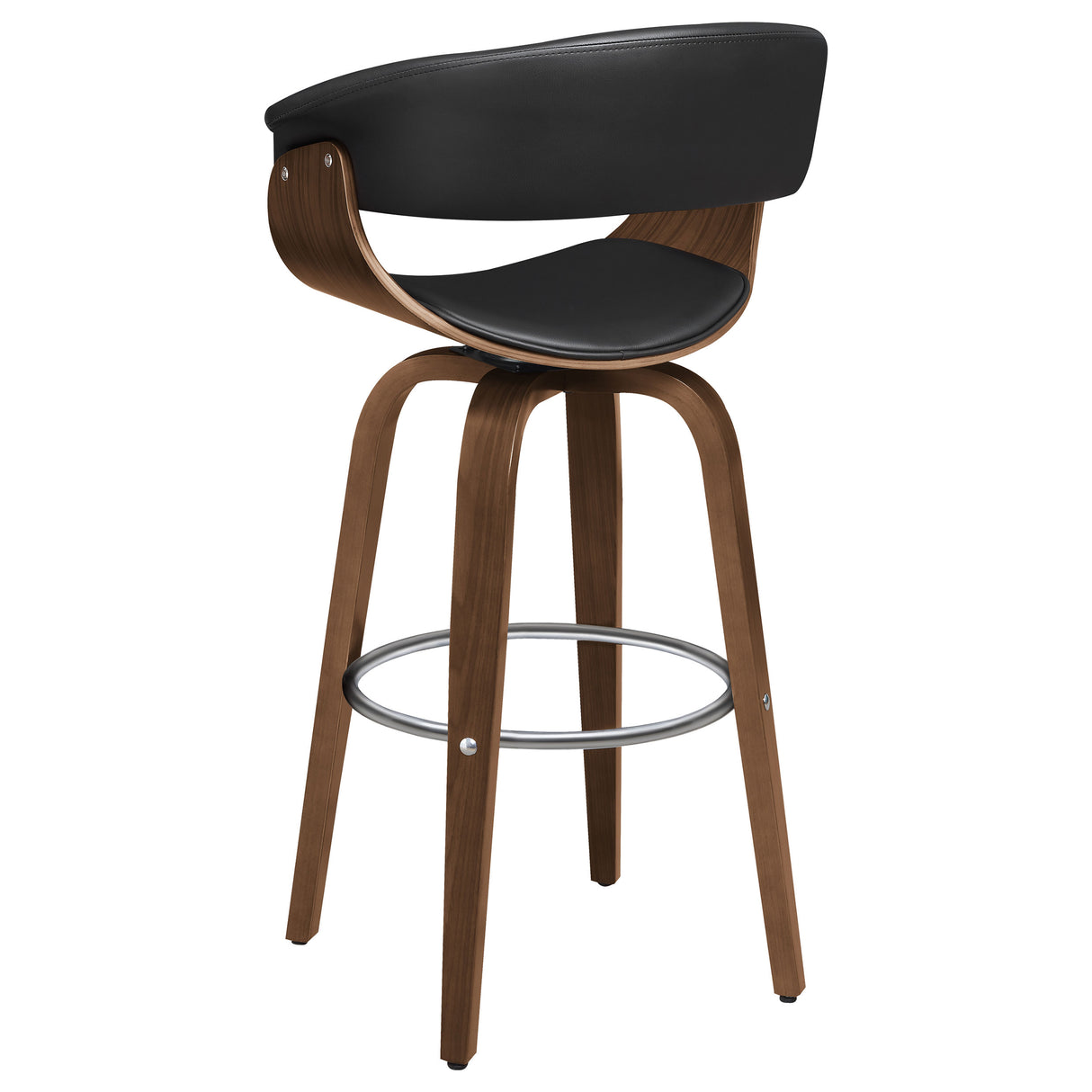 Zion Black Upholstered Swivel Bar Stool Walnut And