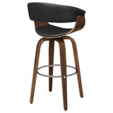 Zion Black Upholstered Swivel Bar Stool Walnut And