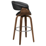 Zion Black Upholstered Swivel Bar Stool Walnut And