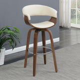 Zion Ecru Upholstered Swivel Bar Stool Walnut And