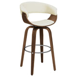 Zion Ecru Upholstered Swivel Bar Stool Walnut And