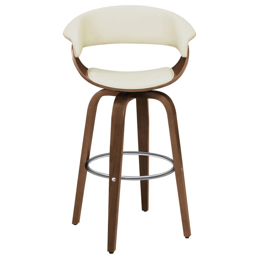 Zion Ecru Upholstered Swivel Bar Stool Walnut And