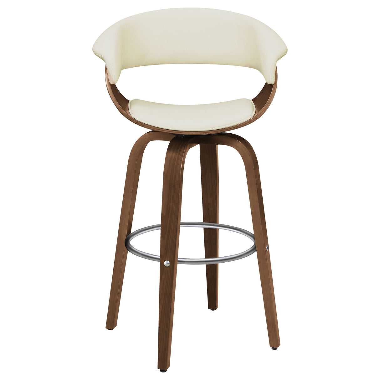 Zion Ecru Upholstered Swivel Bar Stool Walnut And