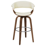 Zion Ecru Upholstered Swivel Bar Stool Walnut And