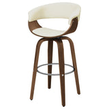 Zion Ecru Upholstered Swivel Bar Stool Walnut And