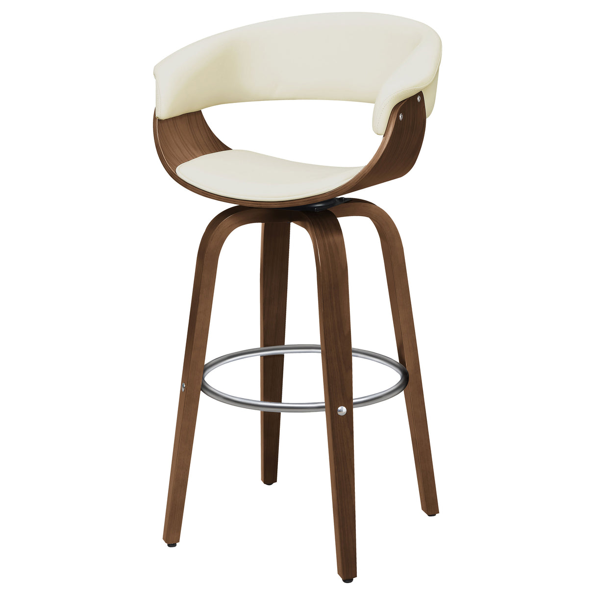 Zion Ecru Upholstered Swivel Bar Stool Walnut And