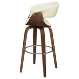 Zion Ecru Upholstered Swivel Bar Stool Walnut And