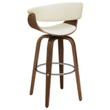 Zion Ecru Upholstered Swivel Bar Stool Walnut And