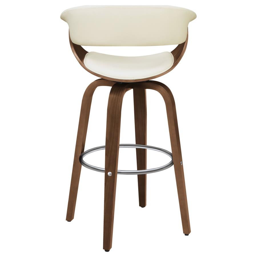 Zion Ecru Upholstered Swivel Bar Stool Walnut And