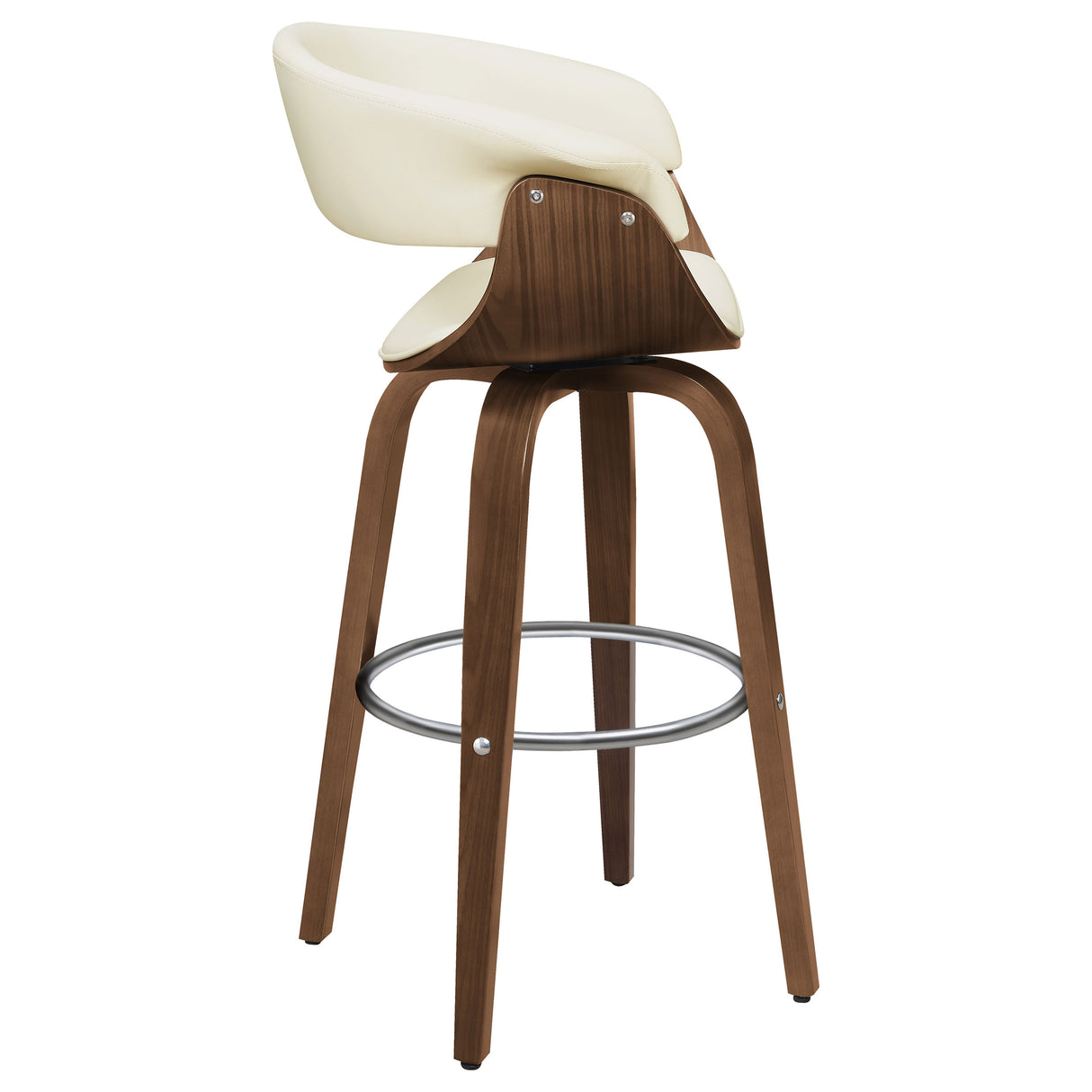 Zion Ecru Upholstered Swivel Bar Stool Walnut And