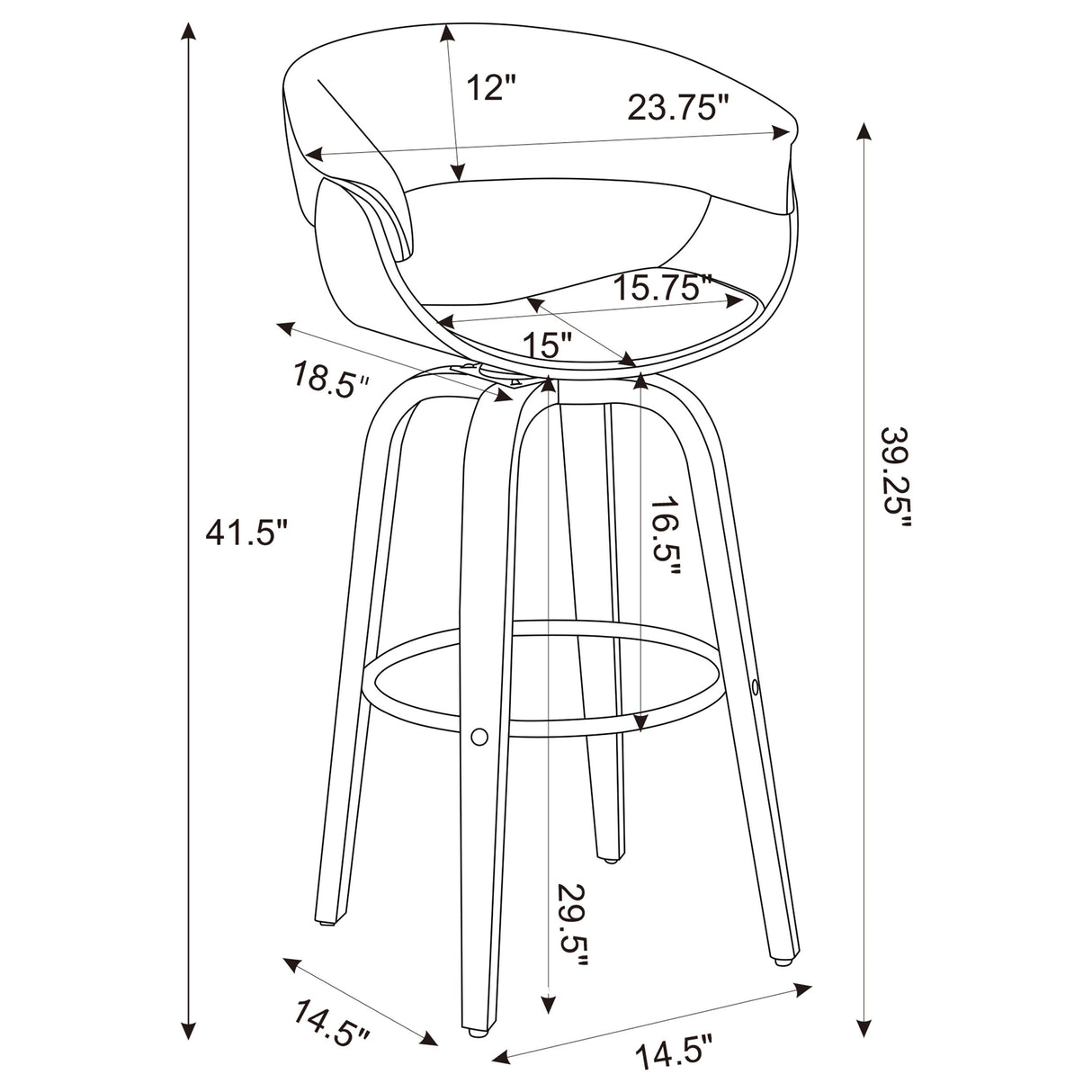 Zion Ecru Upholstered Swivel Bar Stool Walnut And